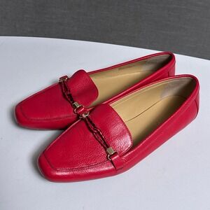 Talbots Loafers 10M Red Leather Braided Bit Slip On Classic Preppy Flat Shoes